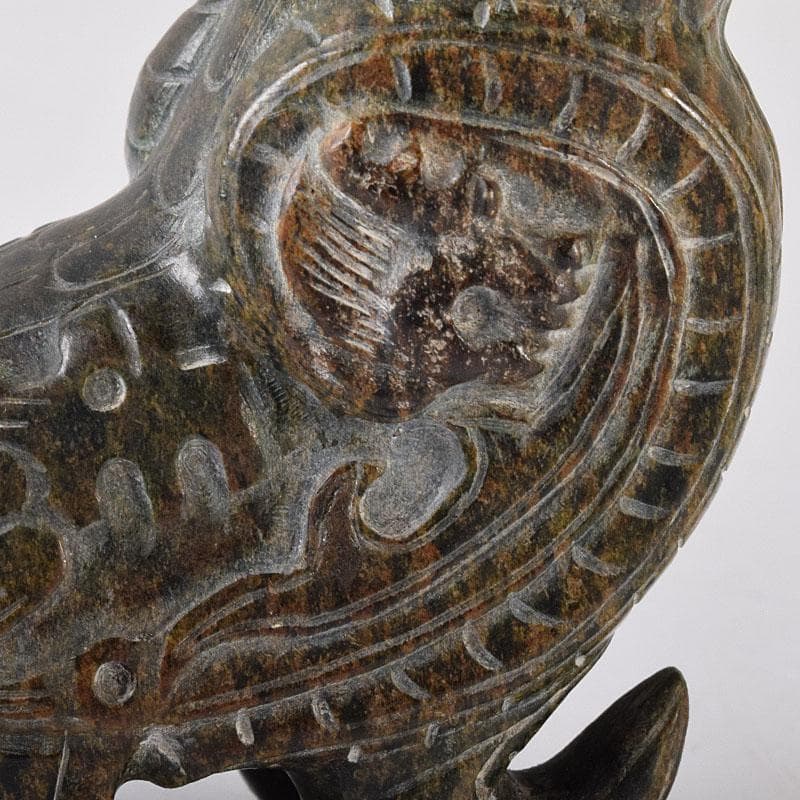 水芙蓉　中国　玉石彫刻　神獣型壷　V　R8307