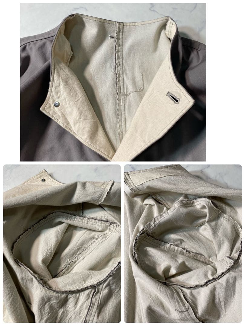 【美品】イシューシングス　ノーカラージャケット　パッカリング加工　オーバーサイズ