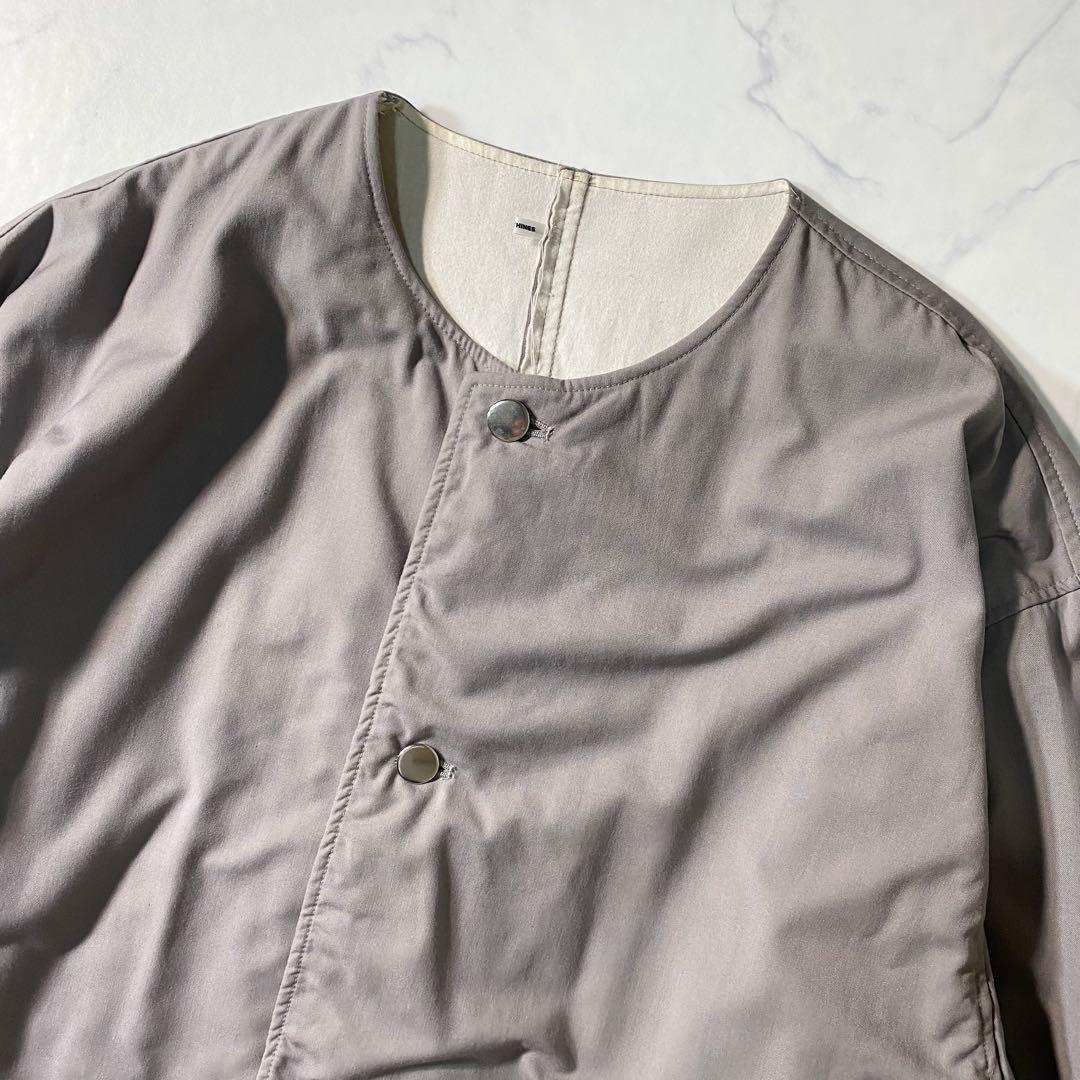 【美品】イシューシングス　ノーカラージャケット　パッカリング加工　オーバーサイズ