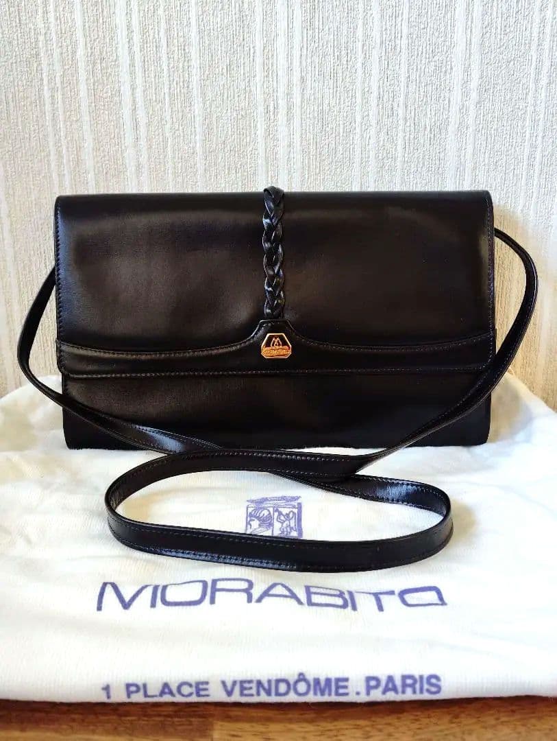 美品　モラビト　ヴァンドーム　ショルダーバッグ　レザー　ブラック 保護袋