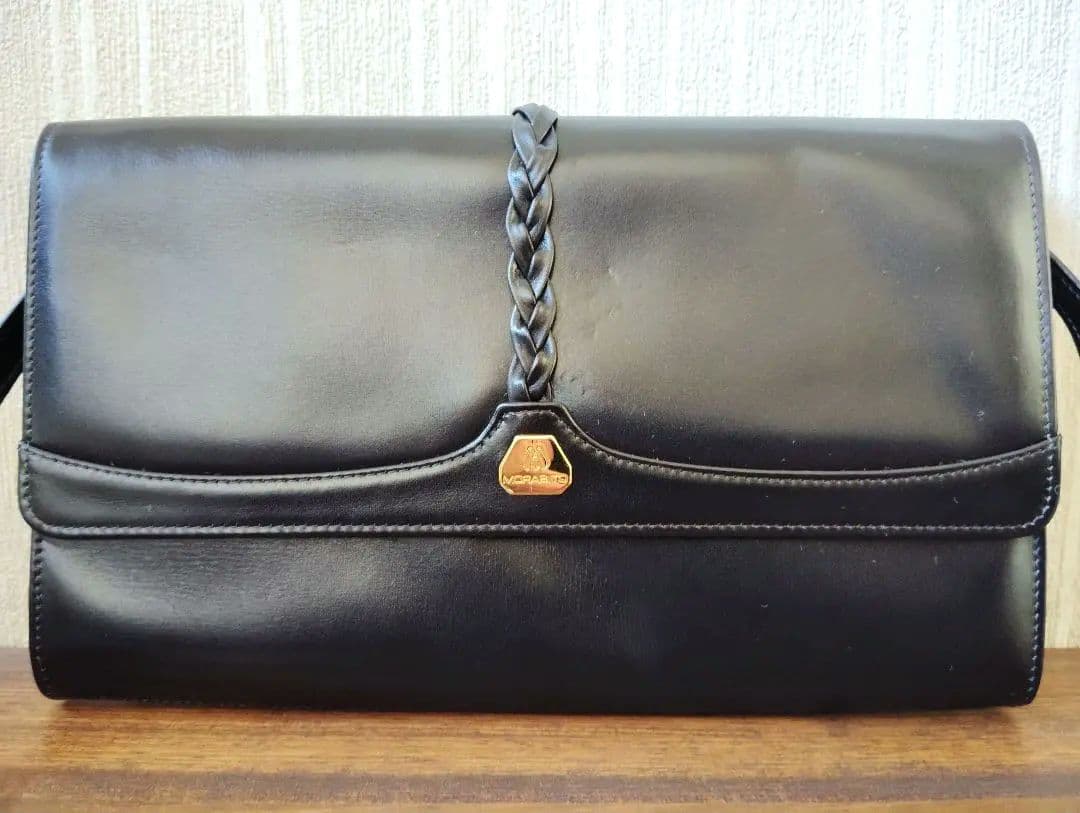 美品　モラビト　ヴァンドーム　ショルダーバッグ　レザー　ブラック 保護袋