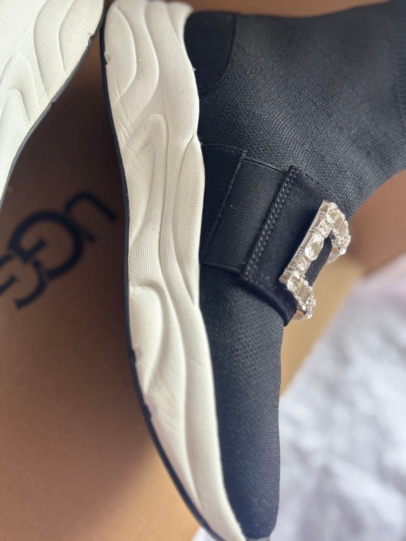 +diana tokyo クリスタルバックルニットソックススニーカー24.0 黒