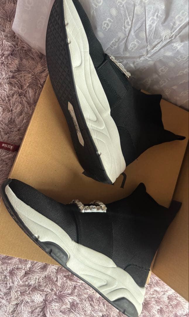 +diana tokyo クリスタルバックルニットソックススニーカー24.0 黒