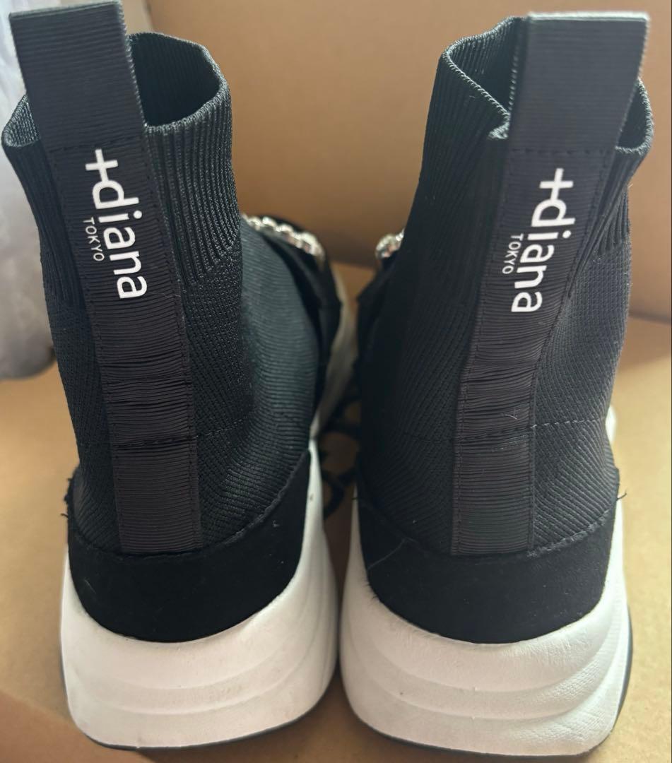 +diana tokyo クリスタルバックルニットソックススニーカー24.0 黒