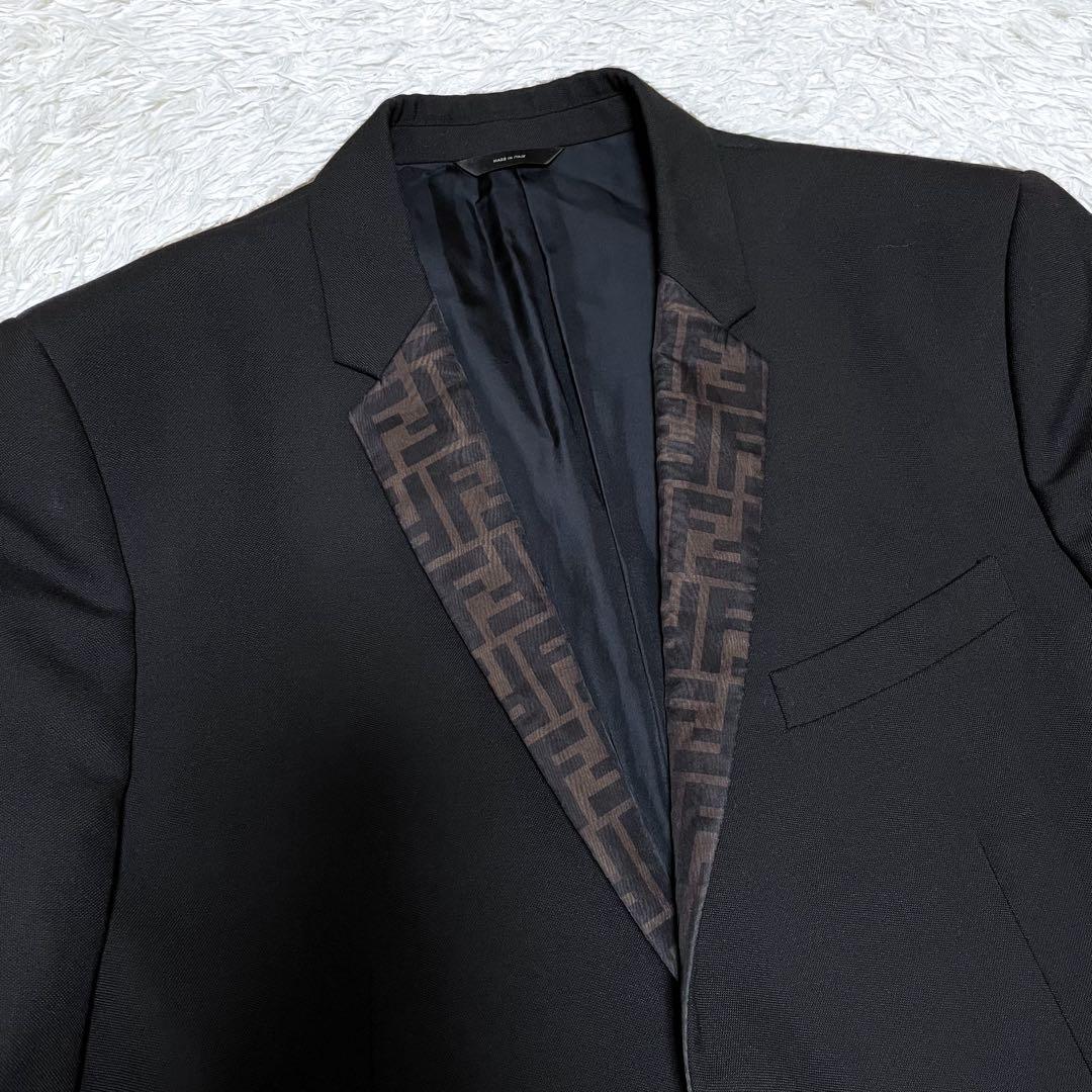 FENDI フェンディ ズッカ柄ラペル スーツ セットアップ 50 XL相当 黒