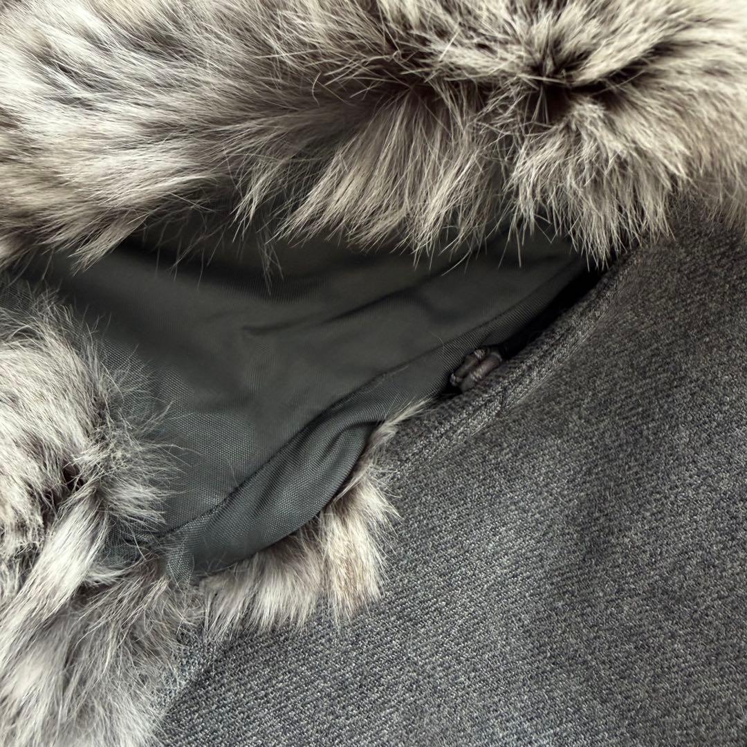 高級 FOXEY チンチラファー　ウール ロングコート フォクシー 40 グレー