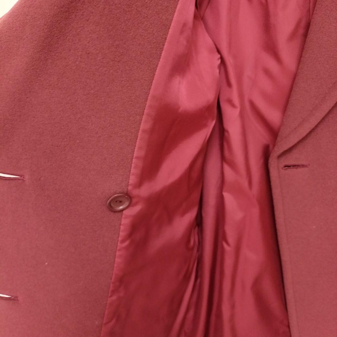 【美品】バーバリー　ダブルチェスターコート　カシミヤ混　ワインレッド