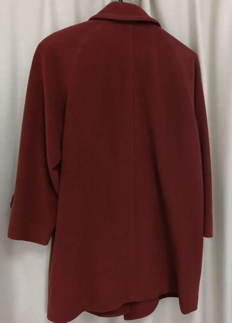 【美品】バーバリー　ダブルチェスターコート　カシミヤ混　ワインレッド