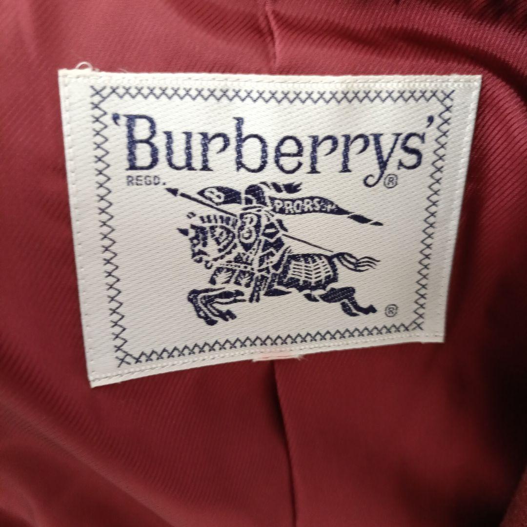 【美品】バーバリー　ダブルチェスターコート　カシミヤ混　ワインレッド