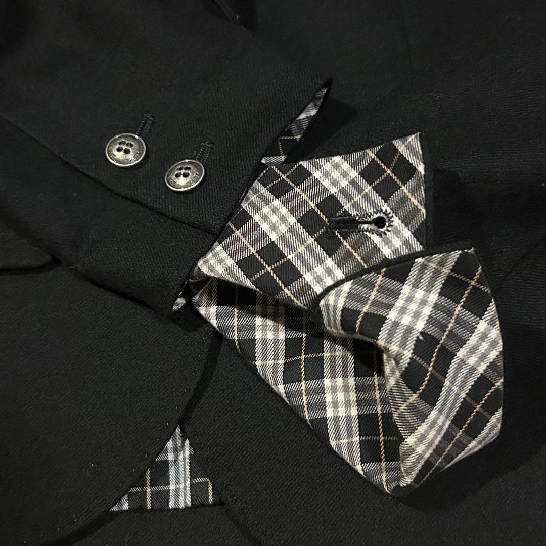 美品 バーバリーブルーレーベル シングルボタン ジャケット 38 チェック 黒