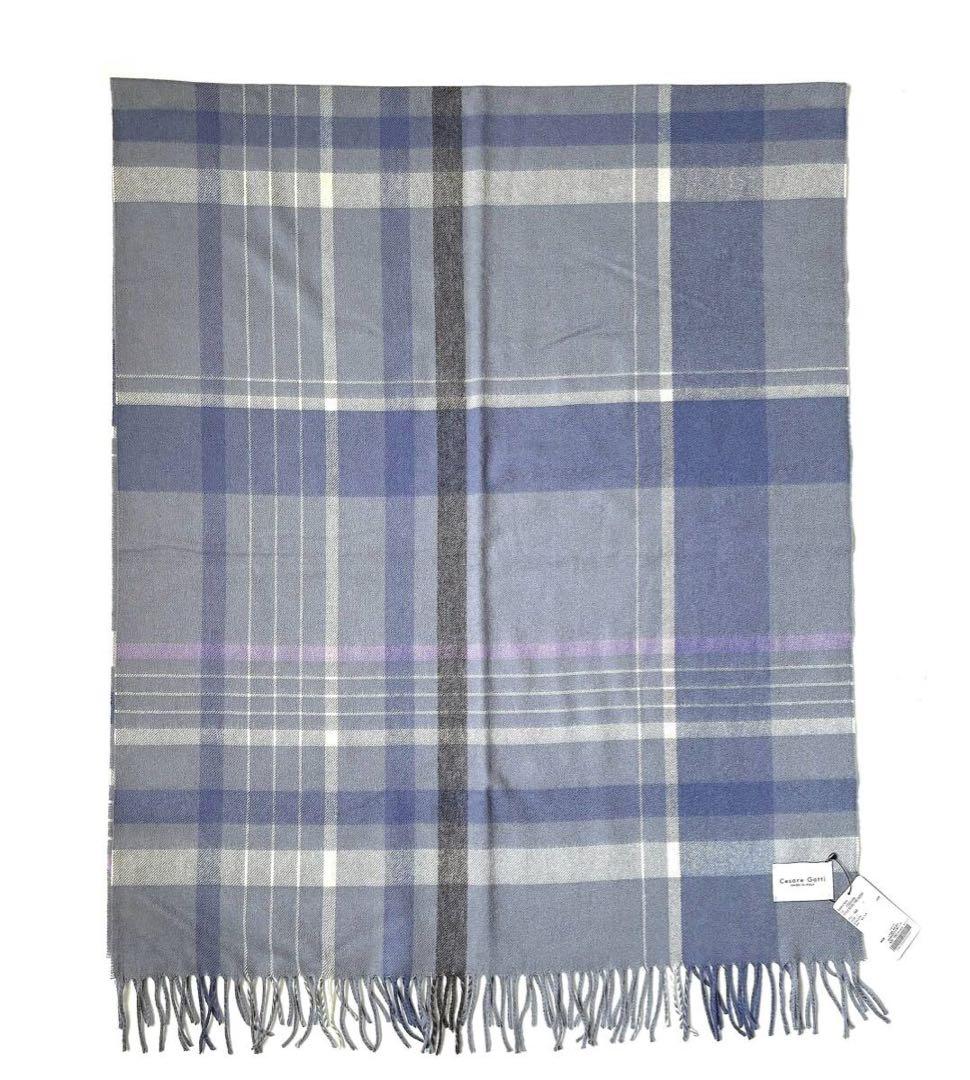 新品 チェザーレガッティ 大判 マフラー チェック カシミヤ 定価3万