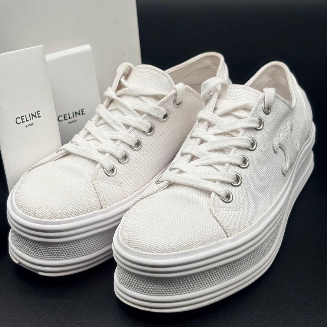 【美品】CELINE ジェーン トリオンフ　レースアップ 厚底　スニーカー