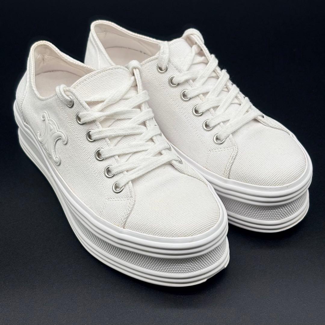 【美品】CELINE ジェーン トリオンフ　レースアップ 厚底　スニーカー