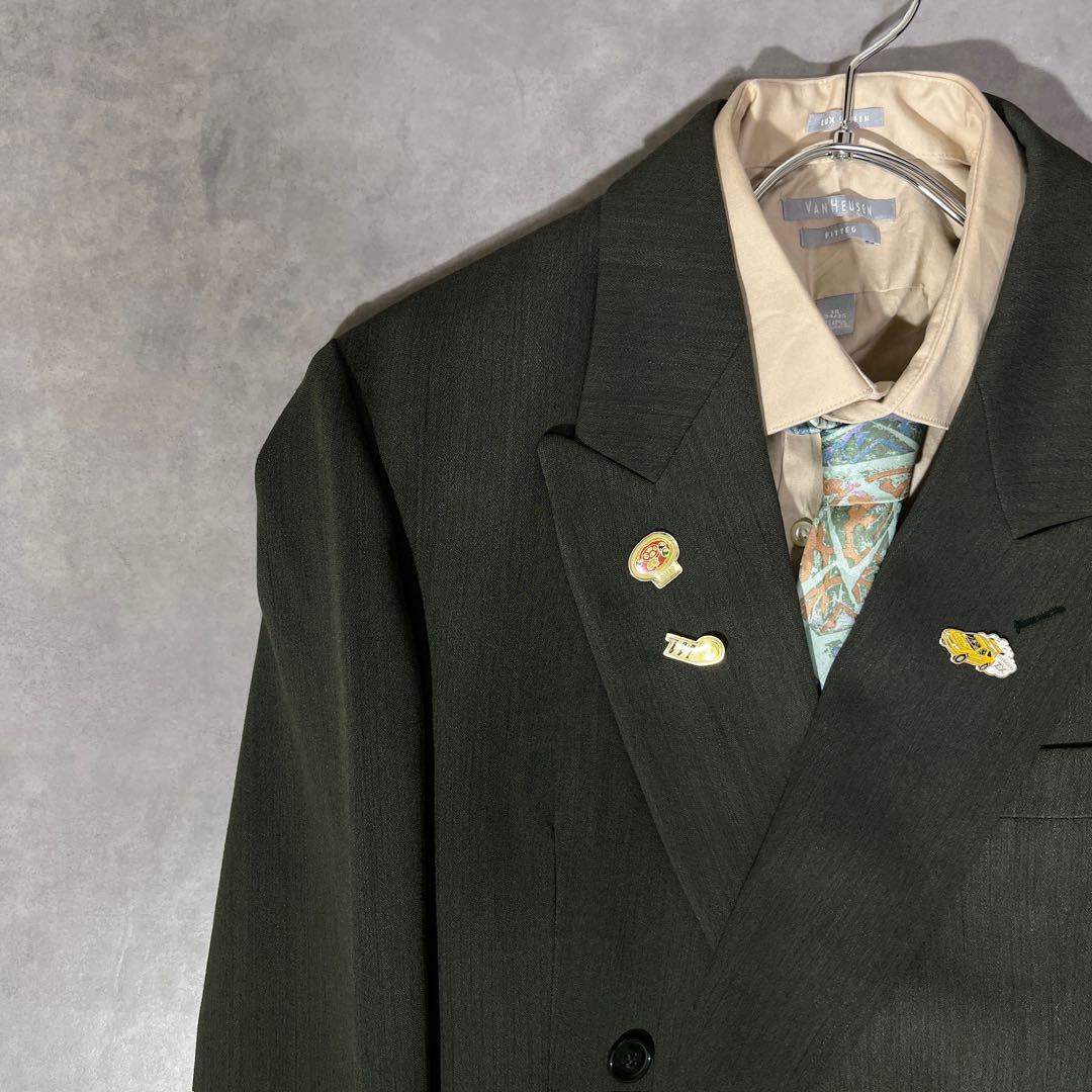 [F.141]【vintage】 セットアップ ダブル　ピンズ　ネクタイ