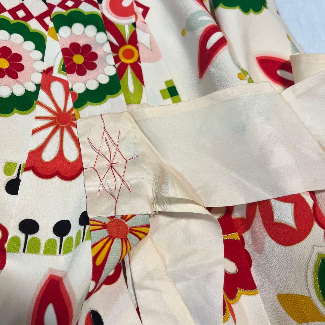 七五三　3歳　アンティーク　正絹　アイボリー