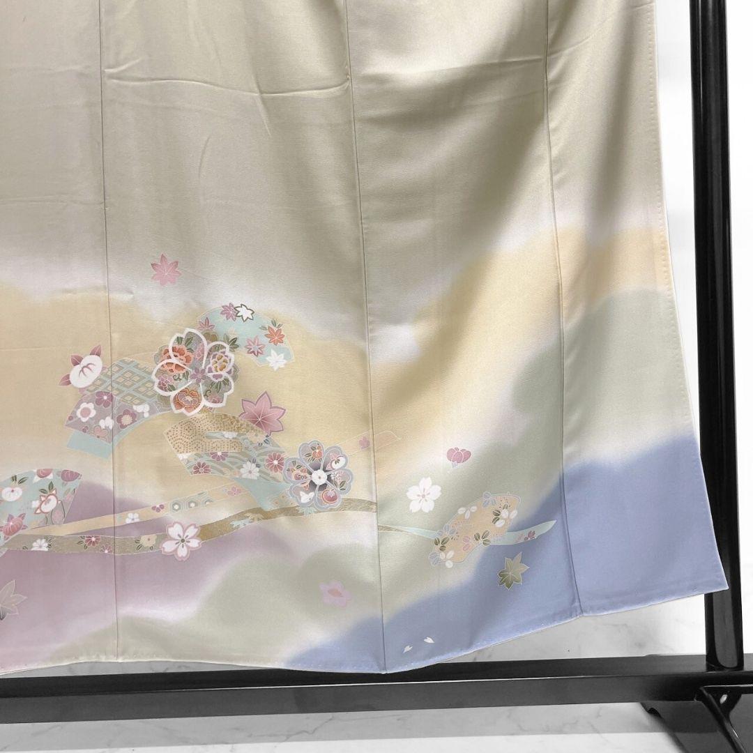 京友禅　金駒刺繍　金彩　桜花　熨斗　花模様　訪問着　着物　101a p