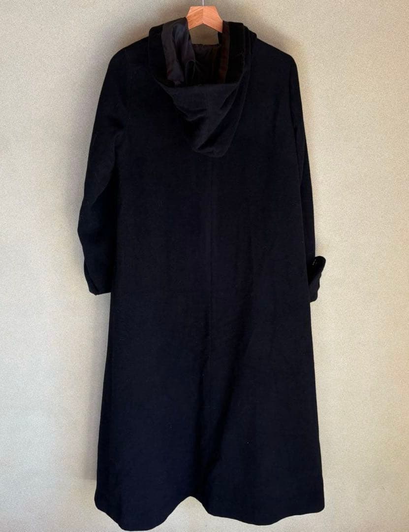 PEACE NOW フードロングコート 黒 M Aライン ピースナウ ウール