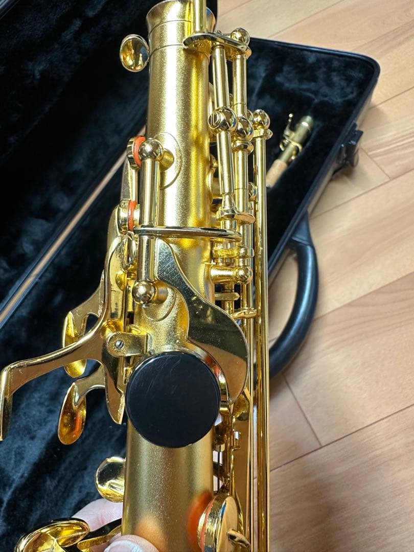 良品 ソプラノサックス サテンゴールド ケース付き