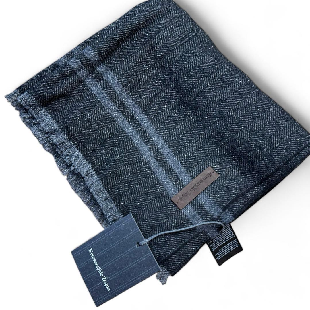 ermenegildo zegna★ 未使用 マフラー グレー 羊毛 シルク