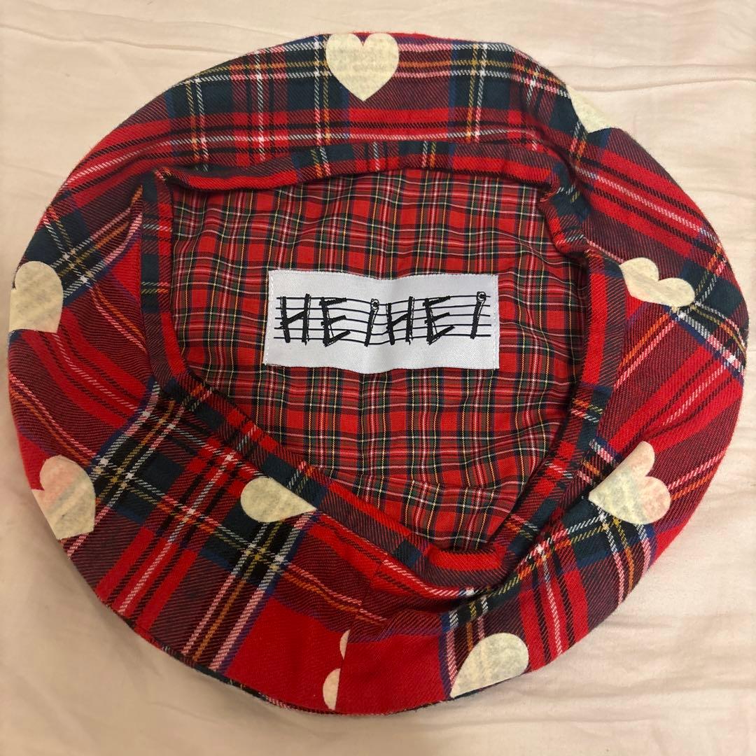 ハートチェックベレー帽 RED HEIHEI
