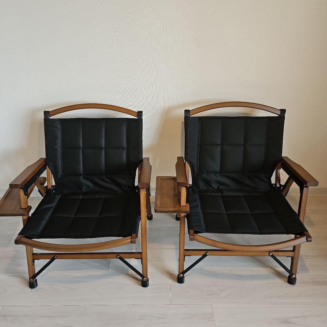 美品 2脚セット クイックキャンプ ウッドローチェア