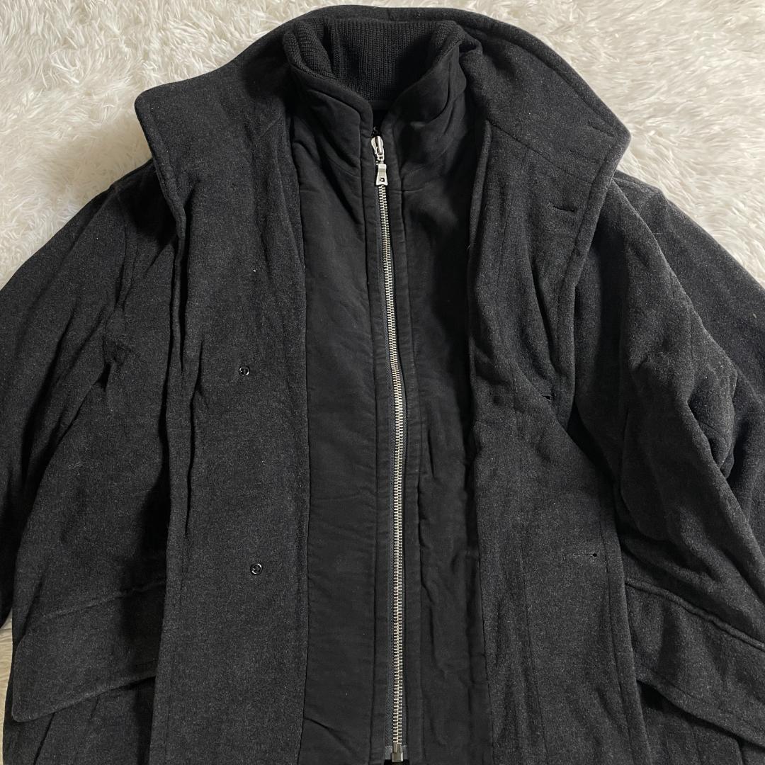 90s ヒューゴ ボス スタンドカラー メルトンウールコート ミニマル 黒 4