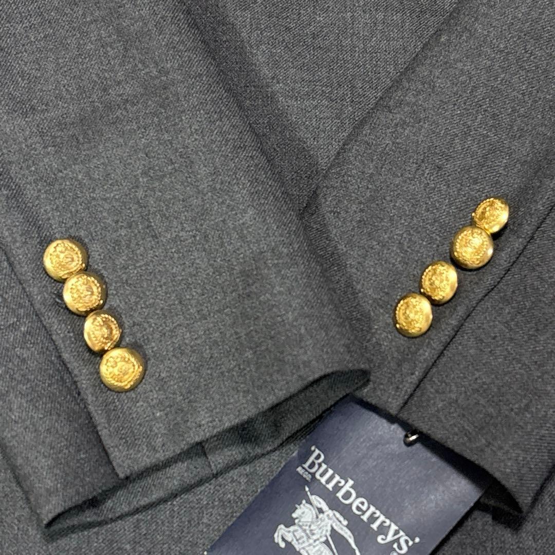 新品 バーバリーズ カシミヤ混 テーラード ジャケット 金ボタン M グレー
