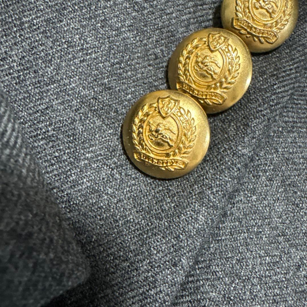 新品 バーバリーズ カシミヤ混 テーラード ジャケット 金ボタン M グレー