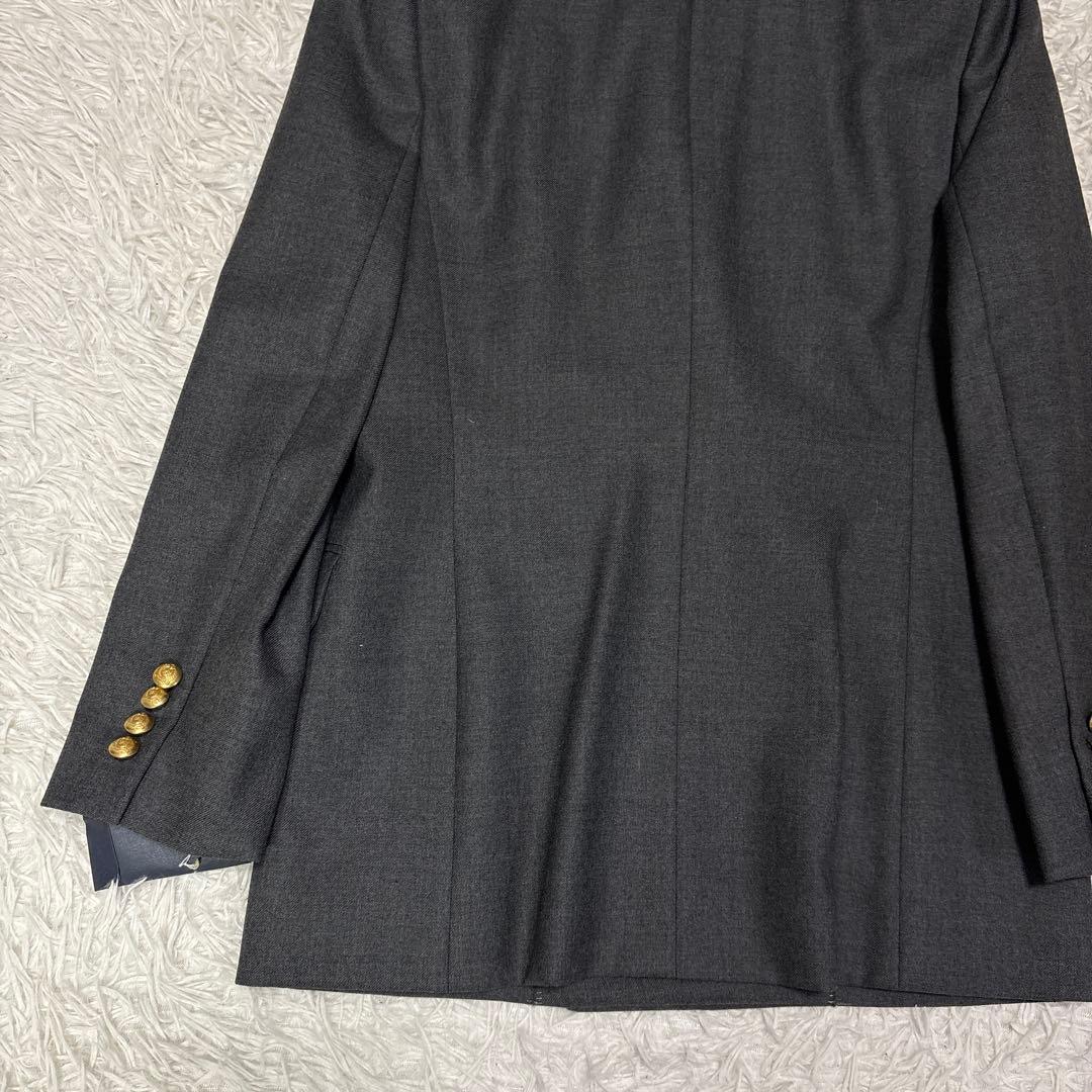 新品 バーバリーズ カシミヤ混 テーラード ジャケット 金ボタン M グレー
