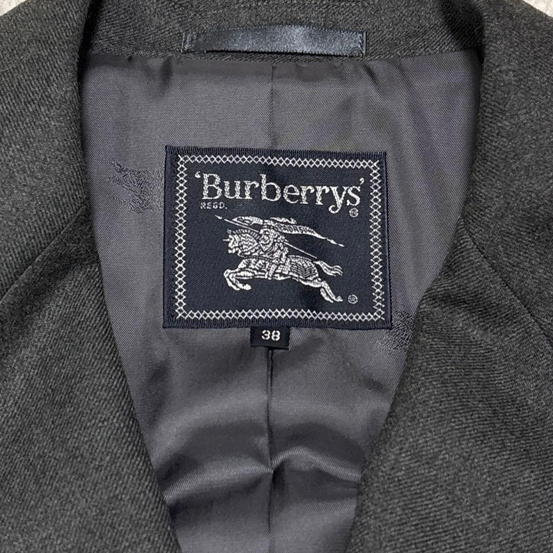 新品 バーバリーズ カシミヤ混 テーラード ジャケット 金ボタン M グレー