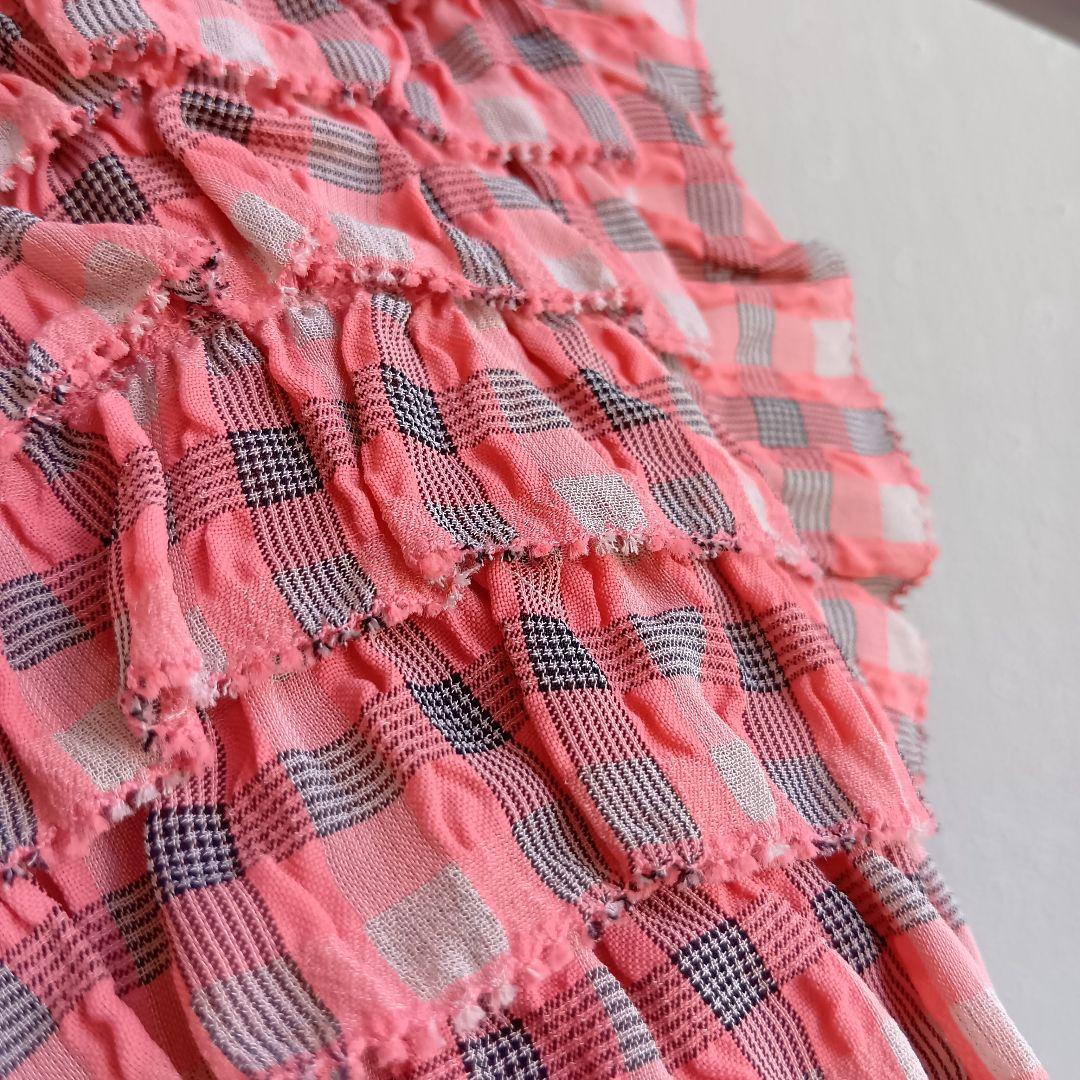 BURBERRY CHILDREN チェック柄ワンピース フリル ピンク
