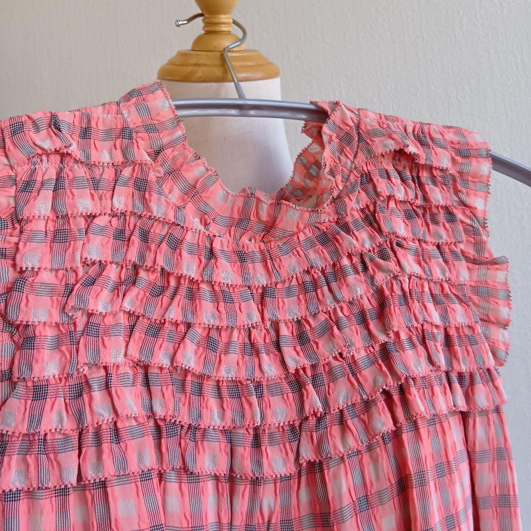 BURBERRY CHILDREN チェック柄ワンピース フリル ピンク