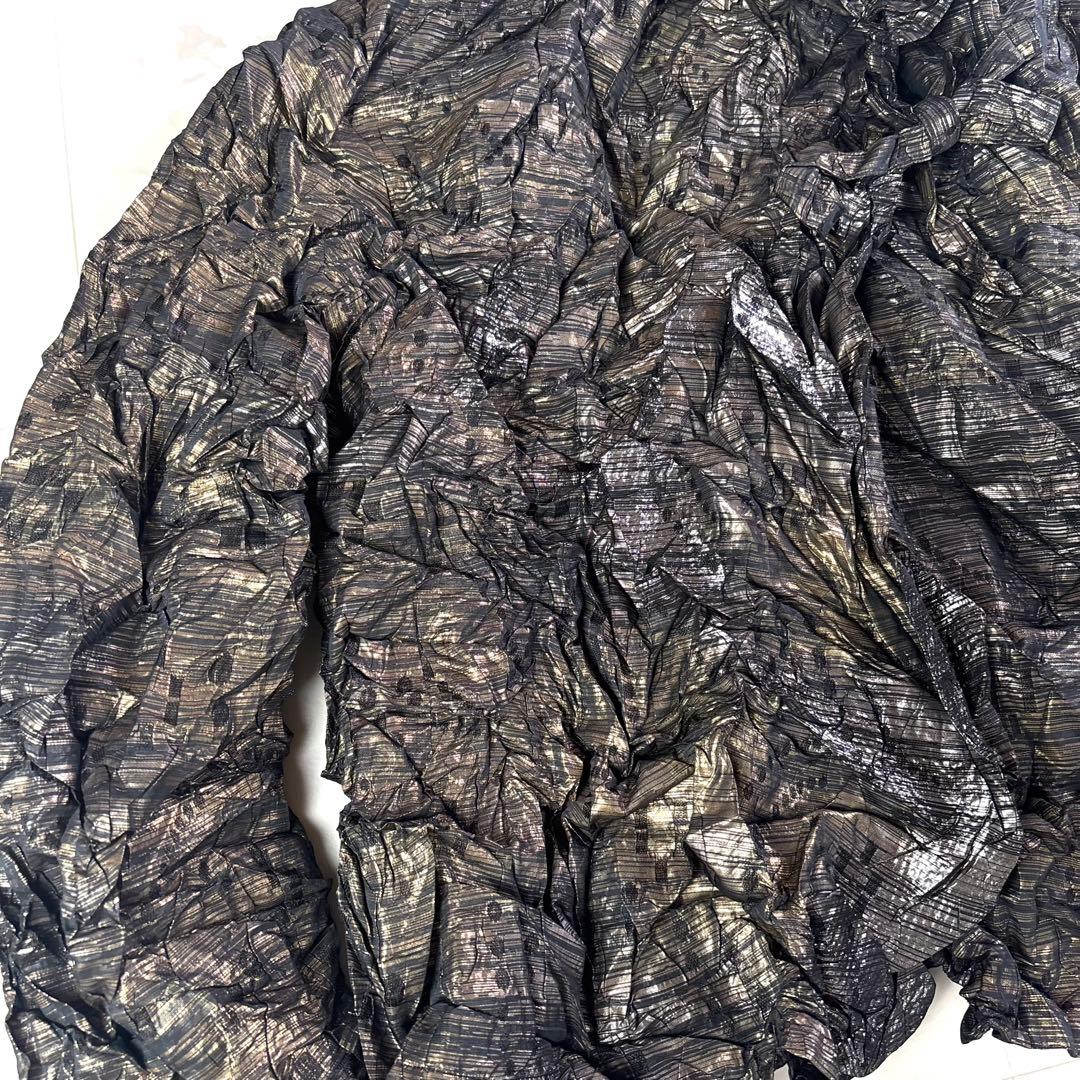 美品✨イッセイミヤケ　ISSEY MIYAKE　シワ加工　ジャケット　ゴールド