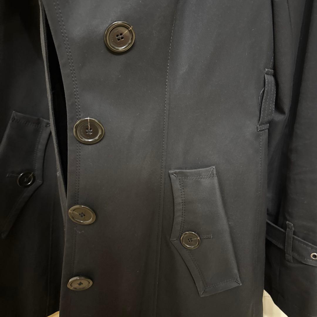 【Dokurl】バーバリーブルーレーベル黒のトレンチコート チェック柄裏地