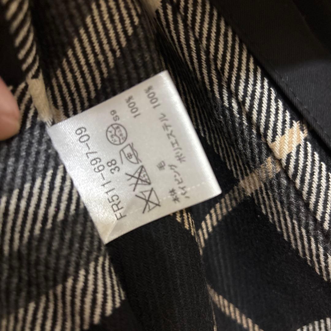 【Dokurl】バーバリーブルーレーベル黒のトレンチコート チェック柄裏地