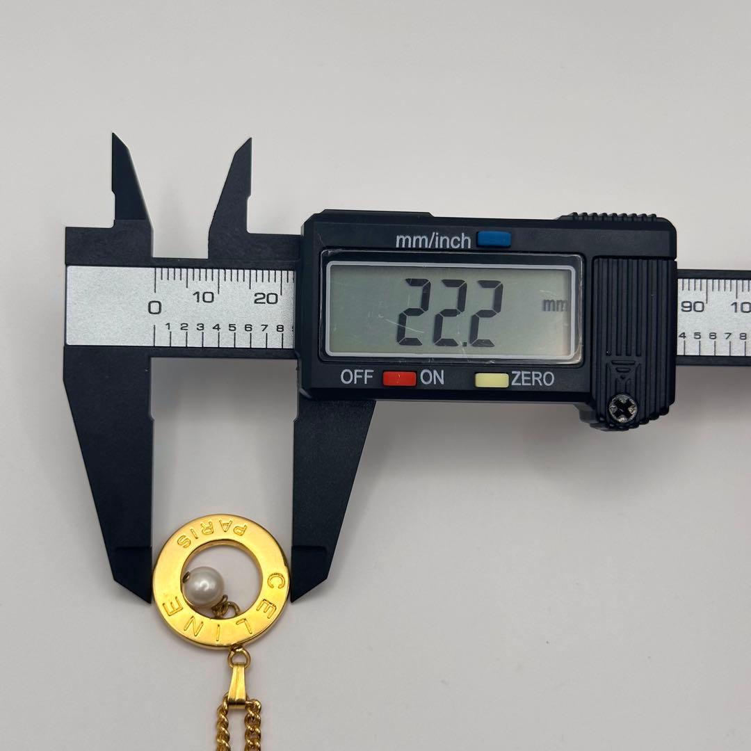 【美品】CELINE セリーヌ フェイクパール ラウンド ネックレス ゴールド