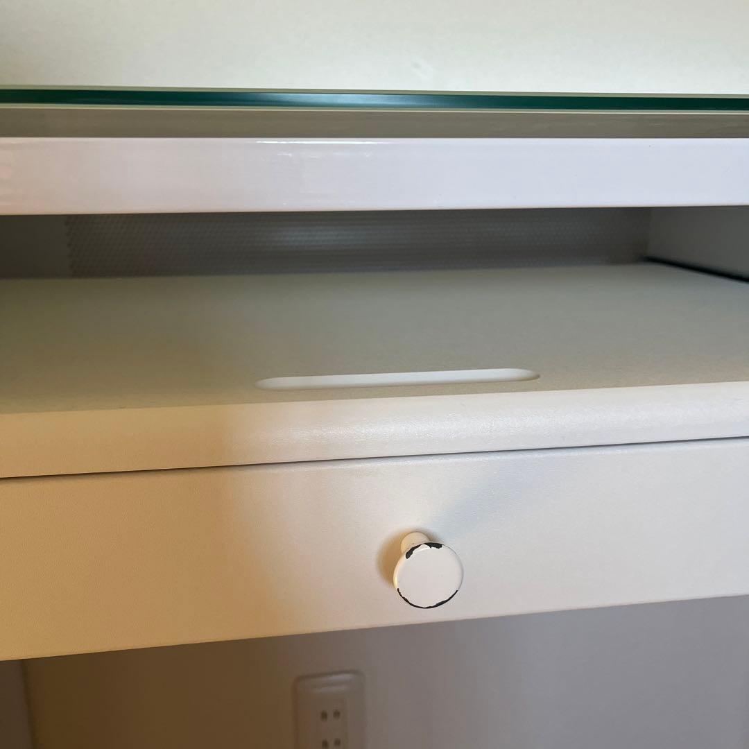 【再値下】ロウヤ LOWYAコンパクトデスク　省スペース　引き出し付 ガラス天板