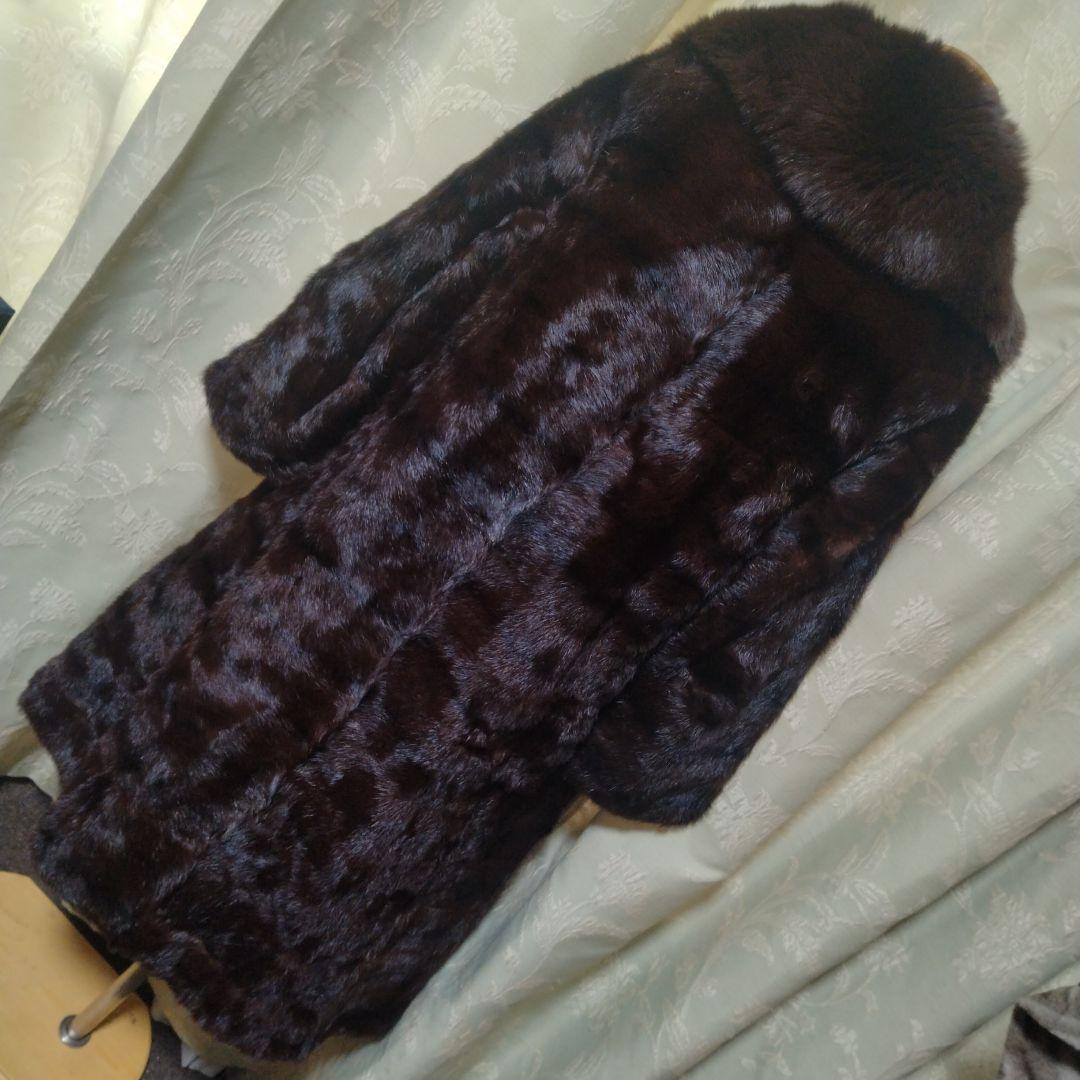 横段デザイン✩柔らか✩美品✩ウィーゼルミンク✩ブルーフォックス✩ファーコート