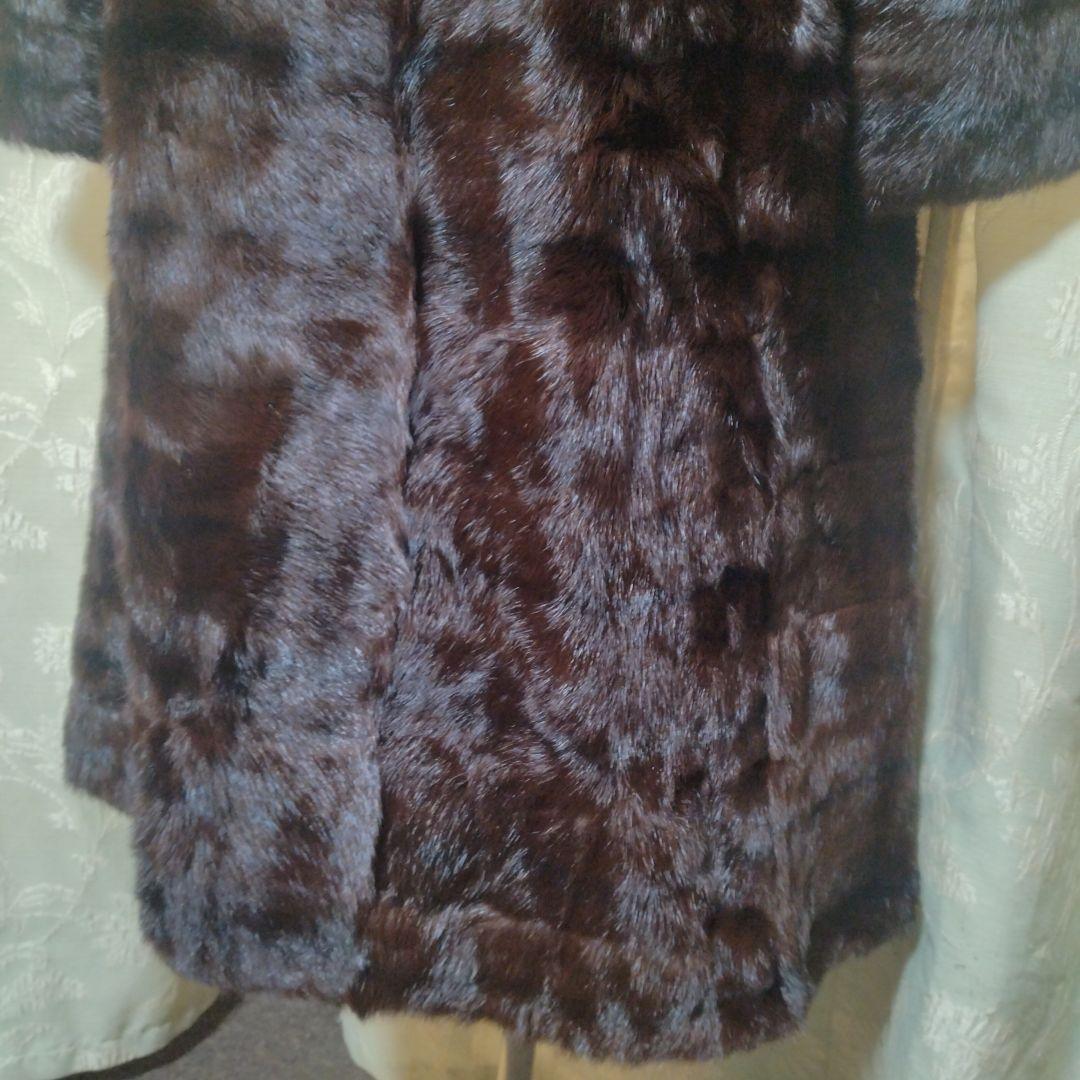 横段デザイン✩柔らか✩美品✩ウィーゼルミンク✩ブルーフォックス✩ファーコート