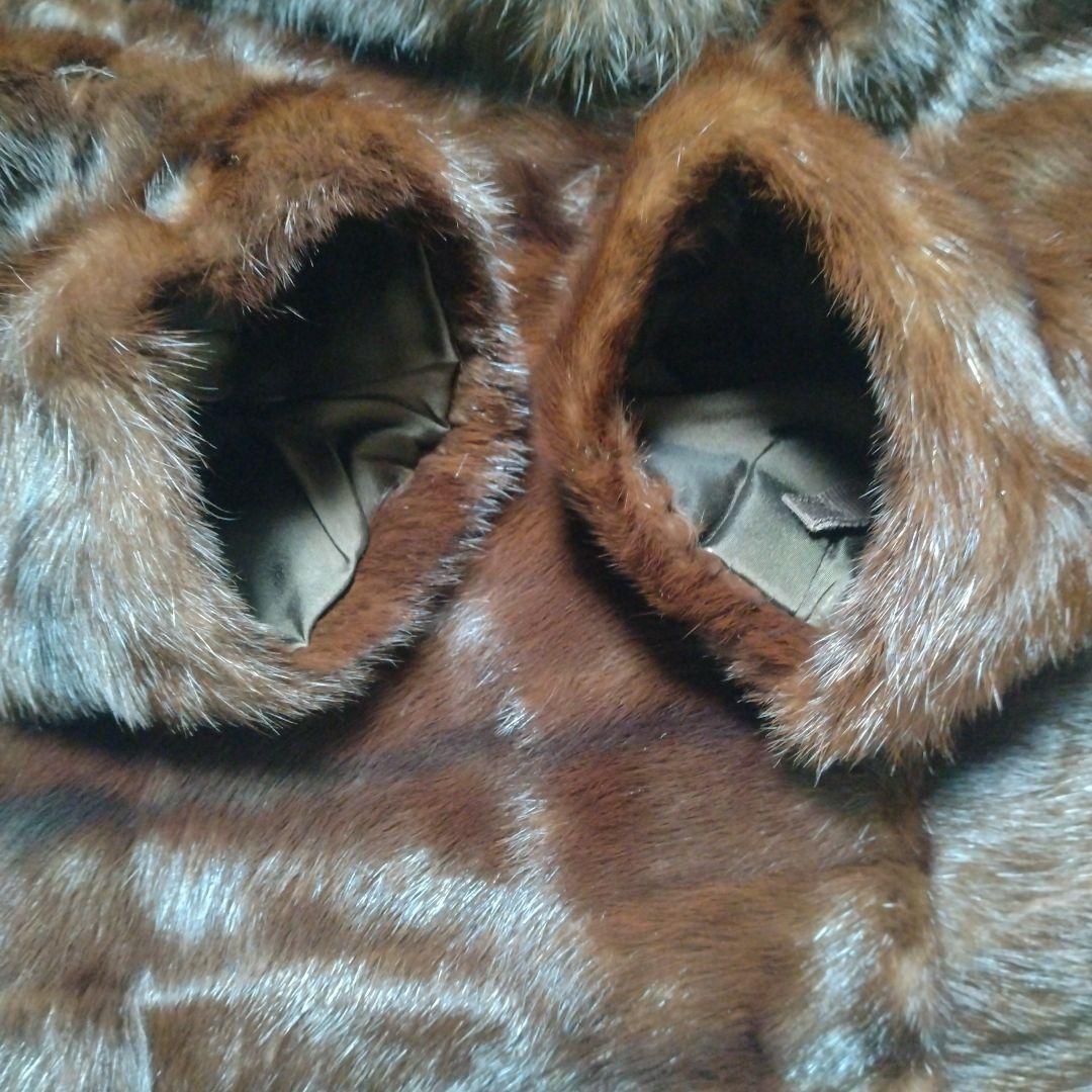 横段デザイン✩柔らか✩美品✩ウィーゼルミンク✩ブルーフォックス✩ファーコート