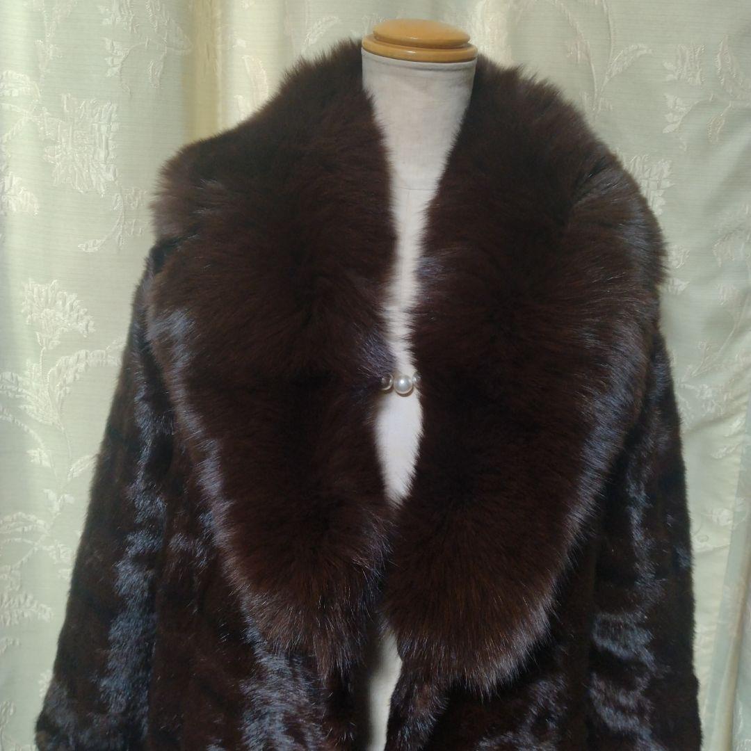 横段デザイン✩柔らか✩美品✩ウィーゼルミンク✩ブルーフォックス✩ファーコート