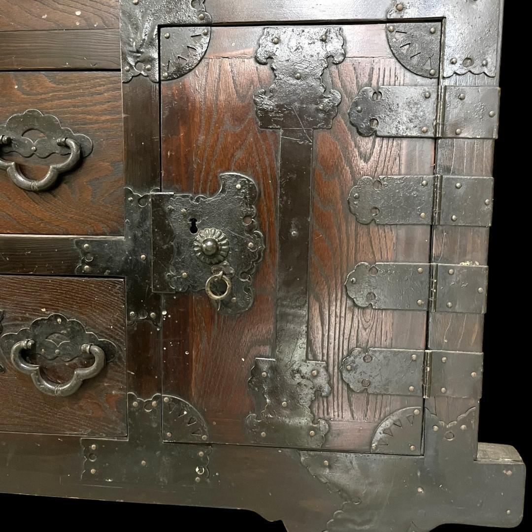 送料込み 時代物 車箪笥 龍金具 箪笥 船箪笥 和箪笥 和家具