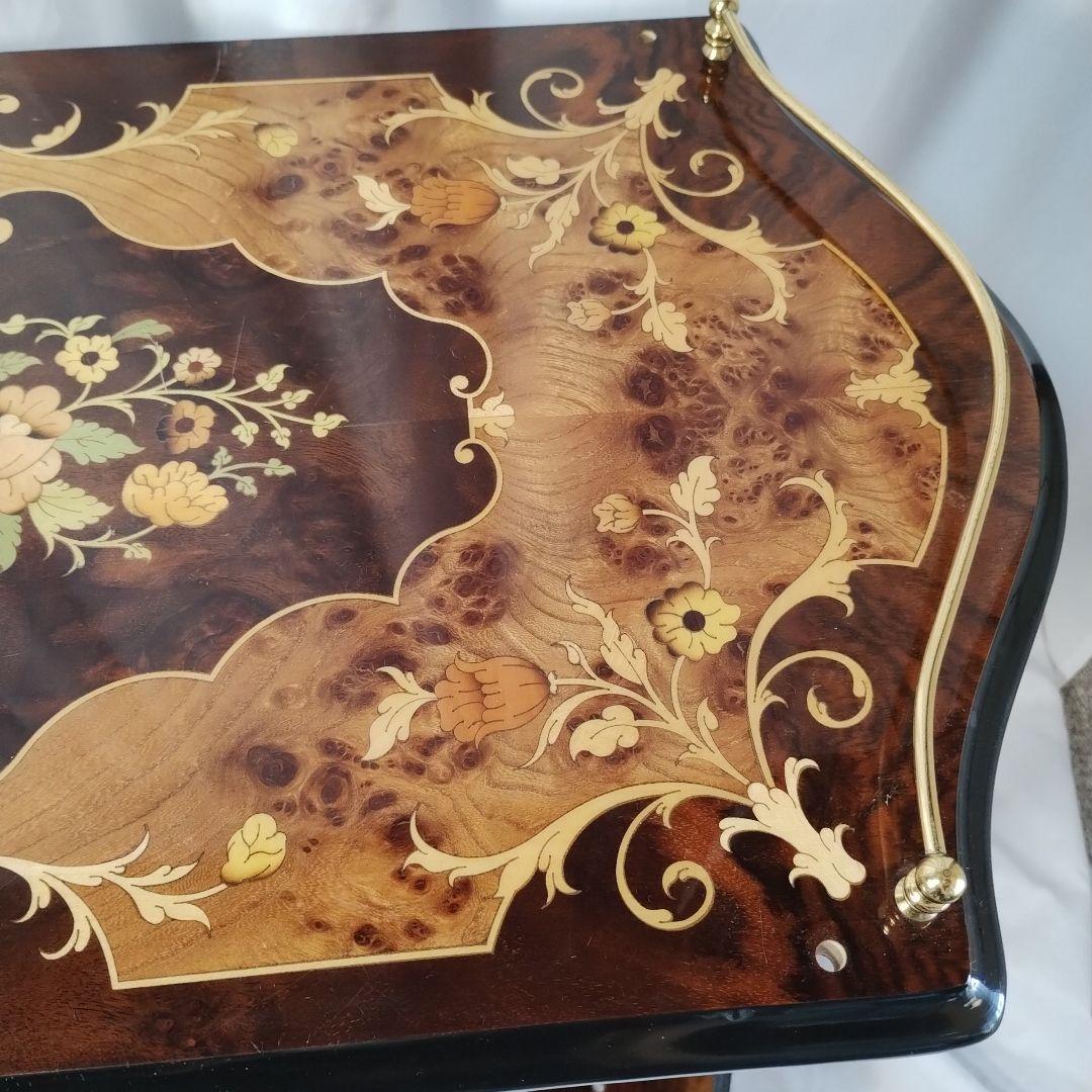 【関東地方限定販売】e【難あり】イタリア製 象嵌 キャスター付きキッチンワゴン