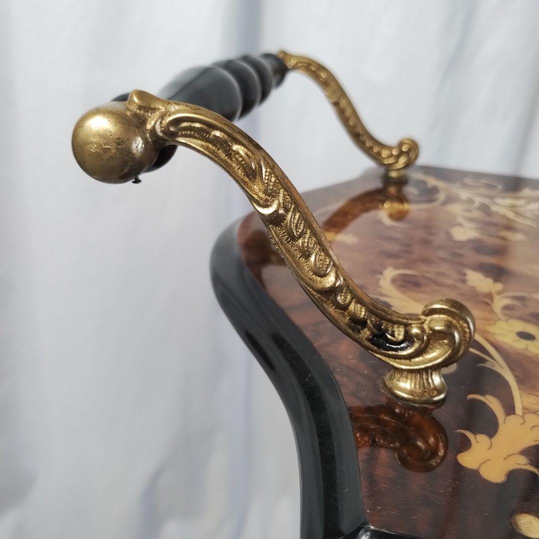 【関東地方限定販売】e【難あり】イタリア製 象嵌 キャスター付きキッチンワゴン