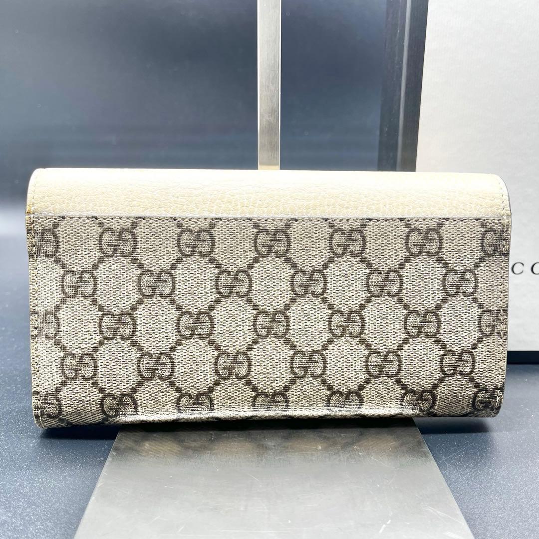 美品/現行✨グッチ 長財布 折財布 GGスプリーム×レザー マーモント ベージュ