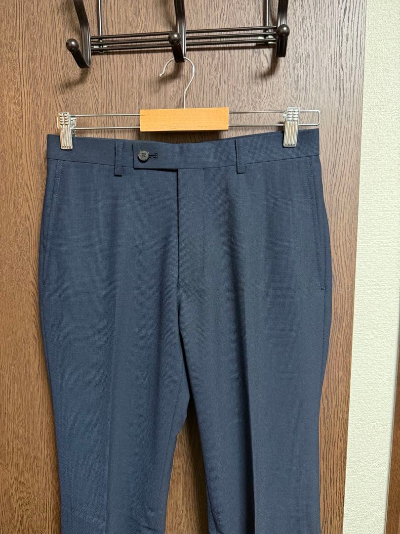 Y4新品未使用！高品質！素敵なネイビーマイクロチェック3ピーススーツ！最新モデル