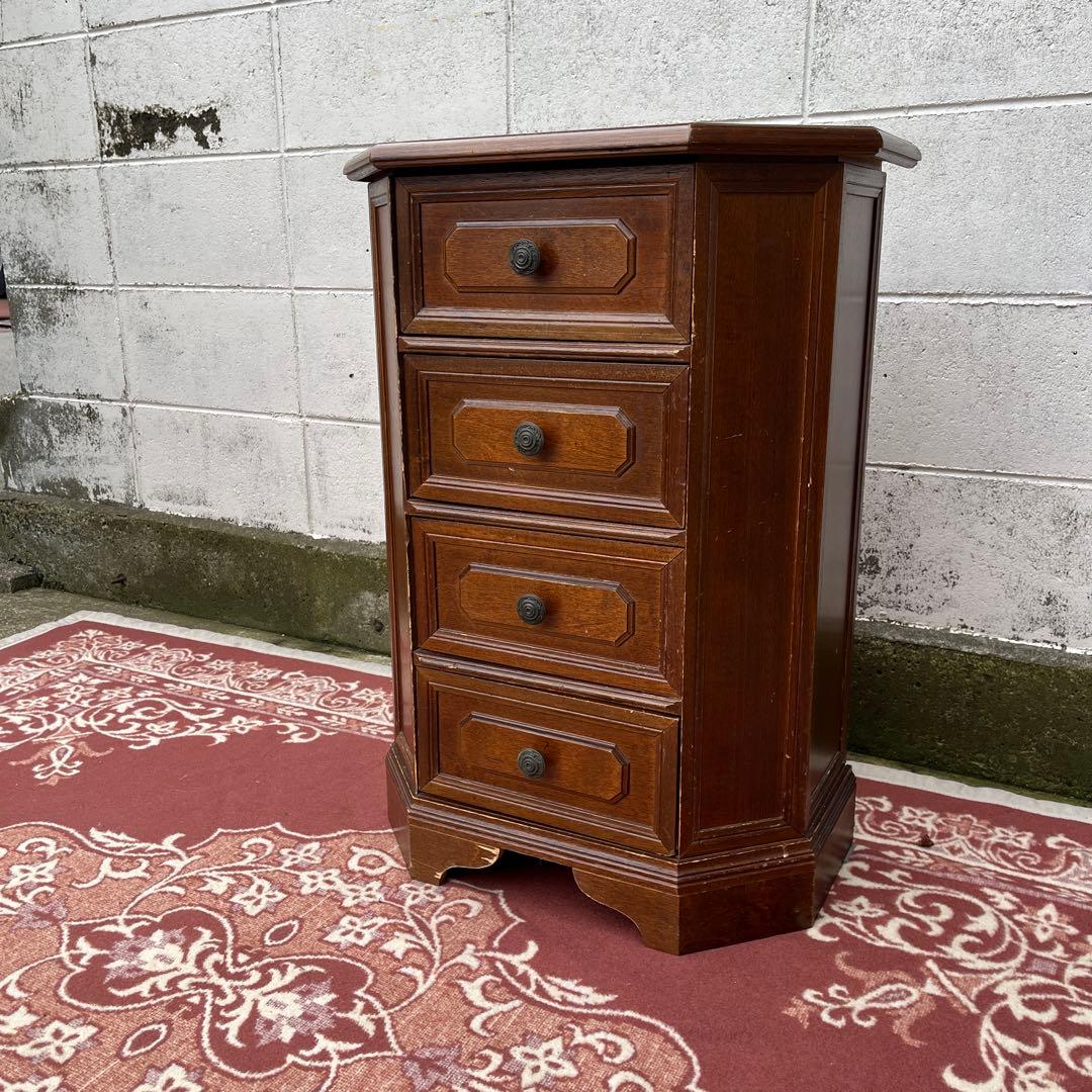 古家具 イギリスアンティークデザイン◾️木製家具チェスト 4段 収納棚 整理棚
