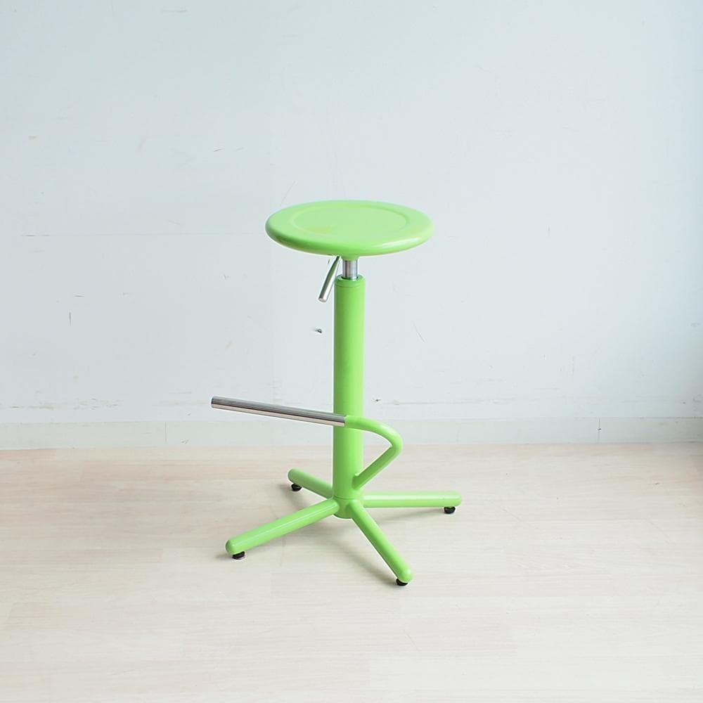 ビタミンカラー スチール製の昇降式スツール グリーン カウンターチェア ポップ