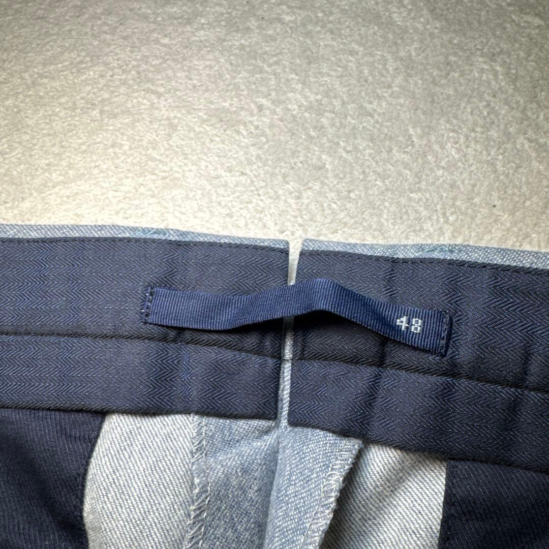 09 未使用　インコテックス　incotex ウール　スラックス　水色　48