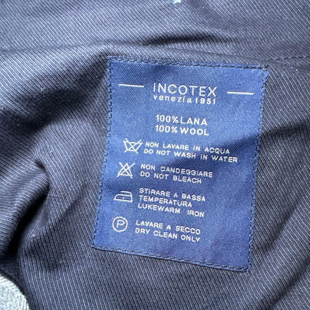 09 未使用　インコテックス　incotex ウール　スラックス　水色　48